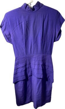 Vintage Midi Dress Womens Size 8 Purple Short Sleeve 90s 80s June Berry
